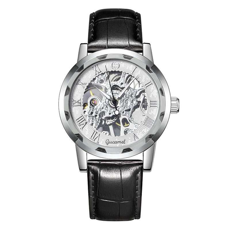 GESMART Men's Hand Winding Mechanical Skeleton Watch Exhibition Case Back Fashion