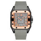 Women's Minimalist Roman Numeral Calendar Square Silicone-Strap Quartz Watch