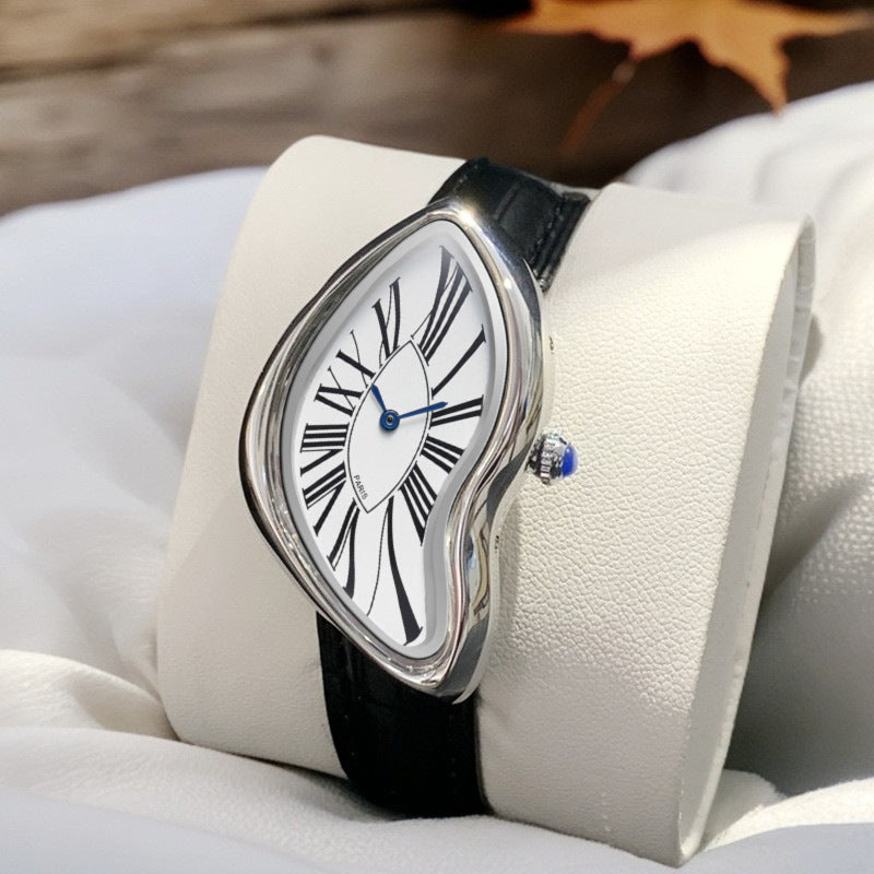 GESMART Men's Y2K Alien Shape Melting Distorted Quartz Watch Fashion Premium Niche Design Wristwatch
