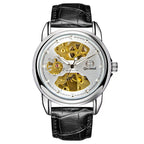 GESMART Men's Korean Style Double Sided Skeleton Automatic Mechanical Watch Business Fashion