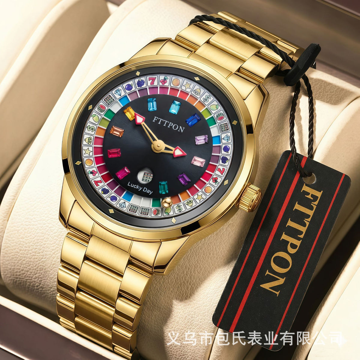 GESMART Men's Digital Roulette Wheel Quartz Watch Luminous Water Resistant Alloy Band Minimalist Fashion