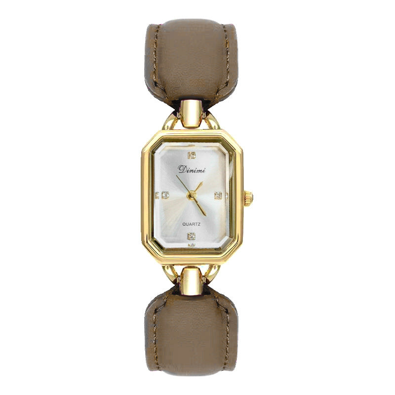 GESMART Women's Square Gold Tone Case Leather Band Watch Vintage Premium Steel Band