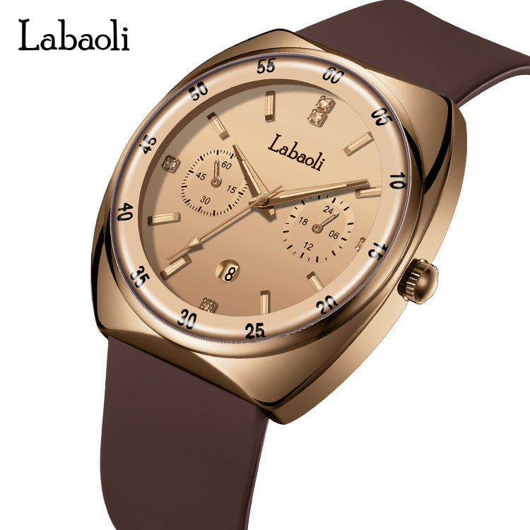 GESMART Women's Tonneau Shape Quartz Watch Large Dial Calendar Diamond Studded Luminous Water Resistant
