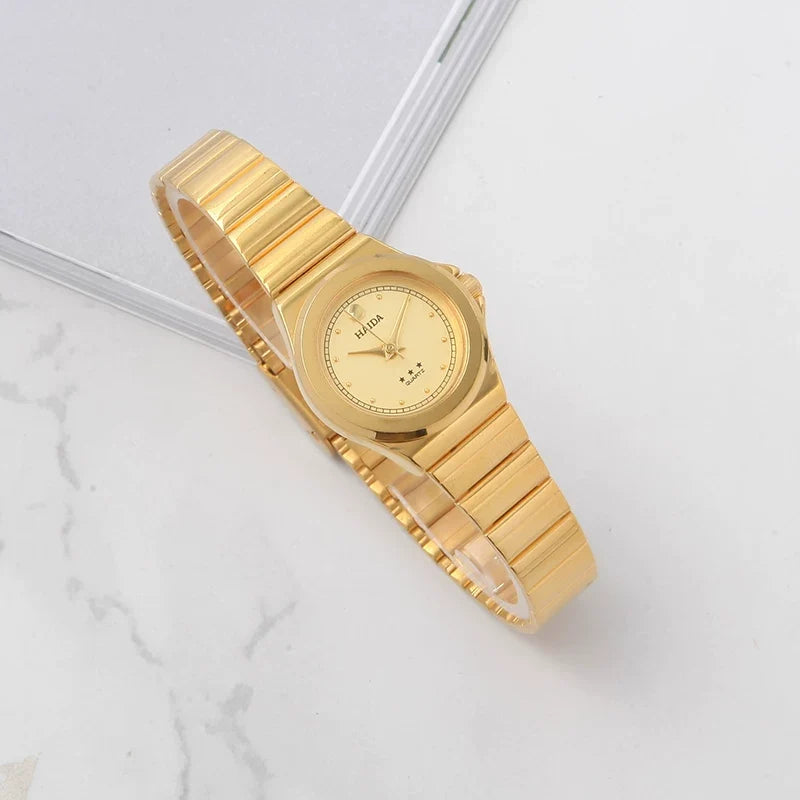 HAIDA Men's Quartz Watch Roman Numerals Yellow White Dial Steel Business NOS