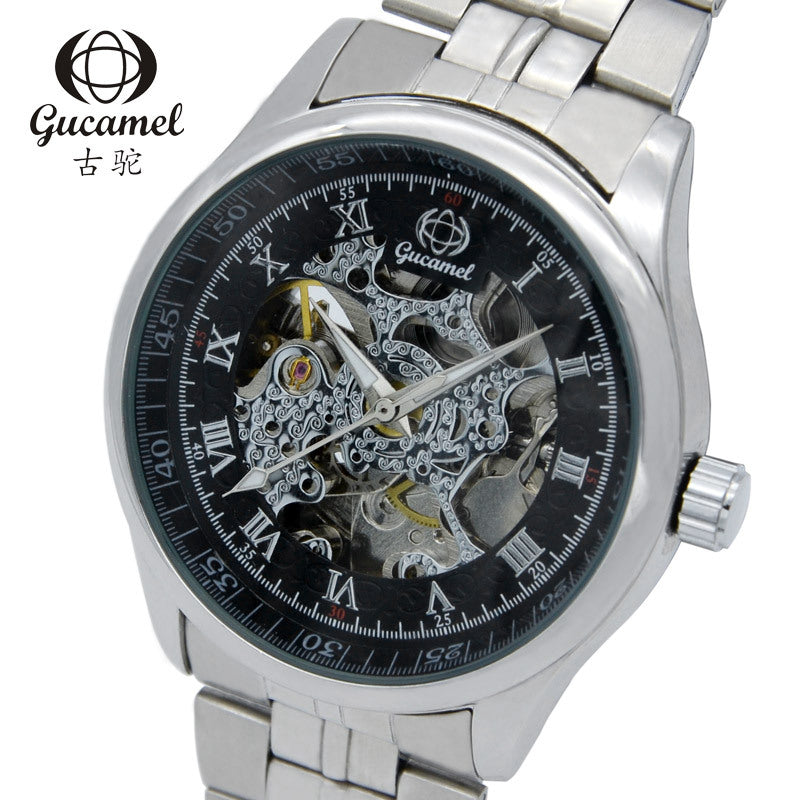 GESMART Men's Skeleton Engraved Automatic Mechanical Watch Exhibition Case Back Fashion