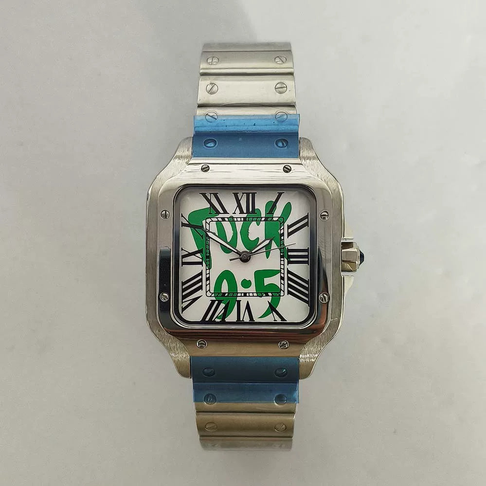 Men's 38mm Watch 316 Steel NH35 Movement Mineral Glass Green Luminous Hands