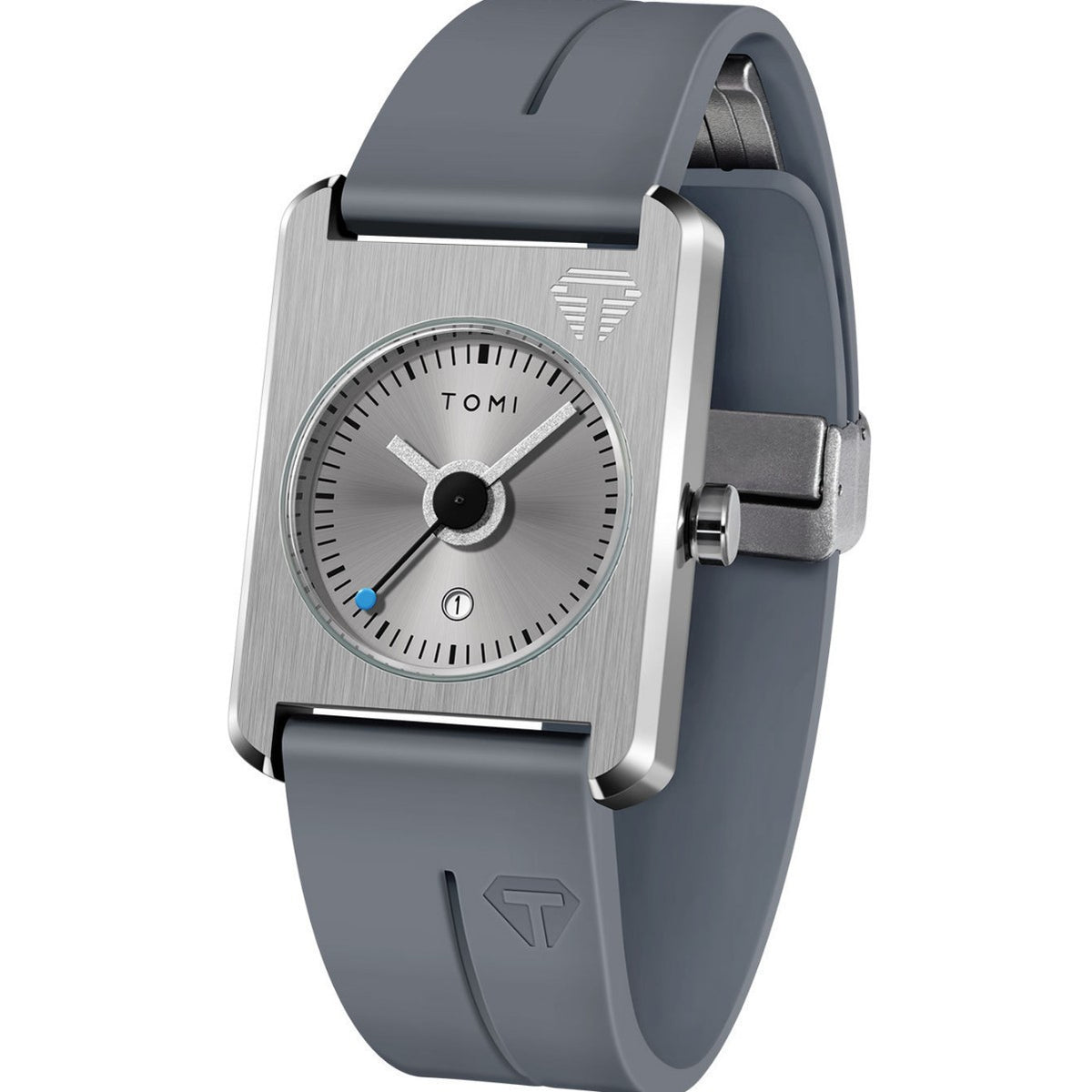 Unisex Square Calendar Student Rubber-Strap Watch