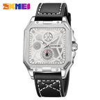 GESMART Men's Square Quartz Watch Independent Second Hand Leather Band Luminous Water Resistant Fashion