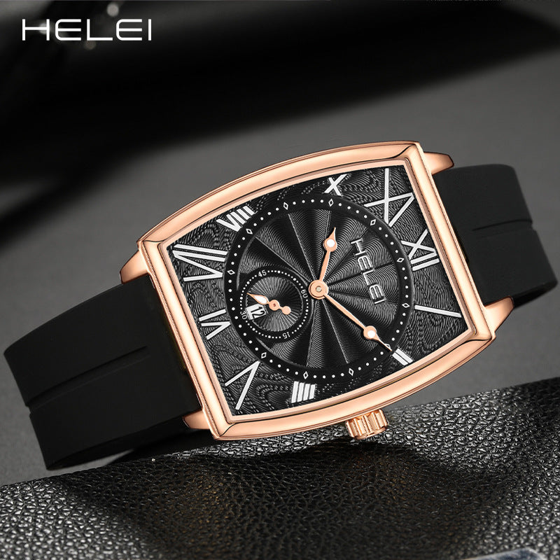 GESMART Men's Square Quartz Watch Roman Numeral Dial Water Resistant Casual Wristwatch