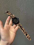 Women's Vintage Leopard-Print Plush Leather-Strap Watch