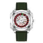 GESMART Men's Caishen Fortune Wheel Quartz Watch Creative Turning Disc Leather Band Luminous Water Resistant