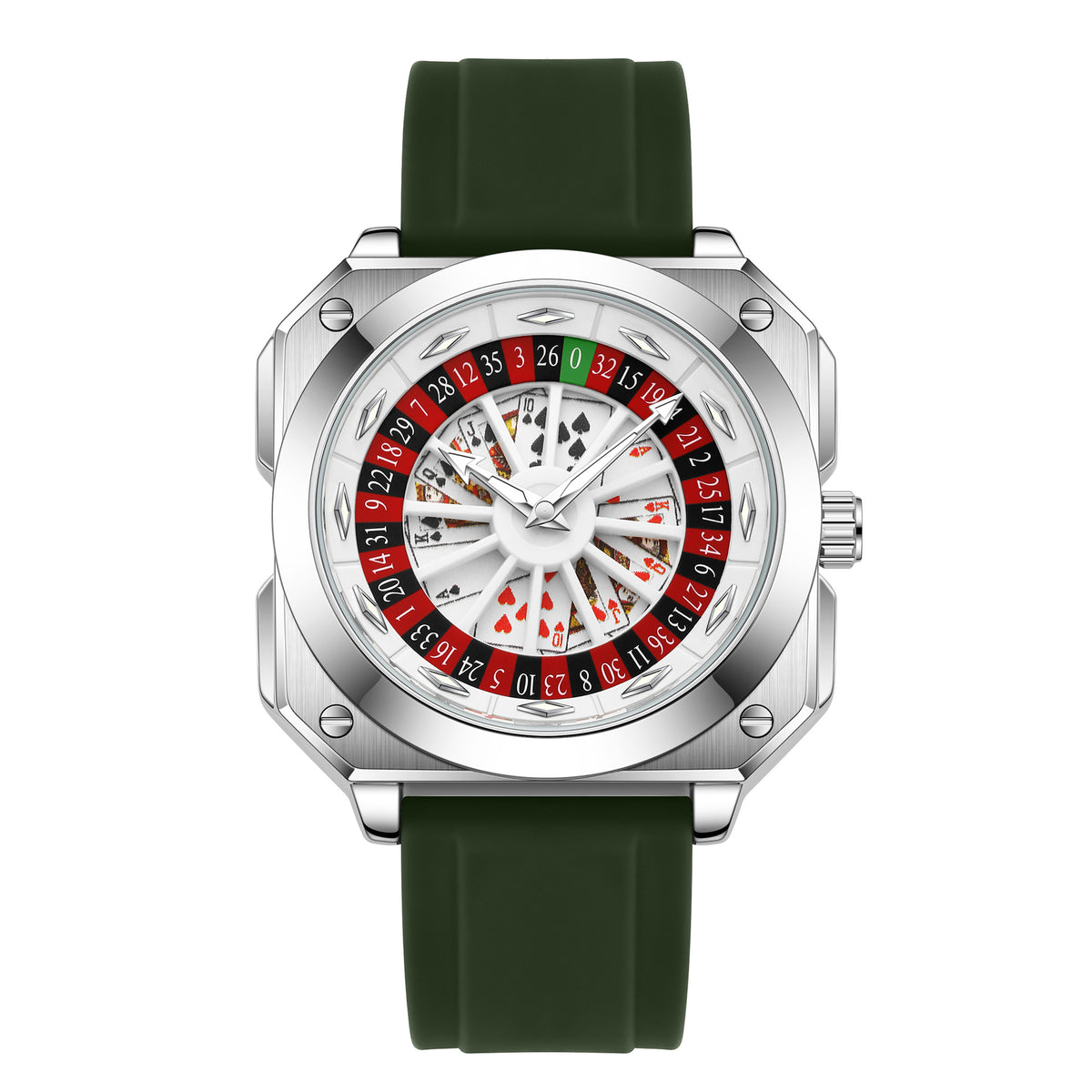 GESMART Men's Caishen Fortune Wheel Quartz Watch Creative Turning Disc Leather Band Luminous Water Resistant