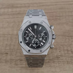 Men's 41mm Quartz Chronograph Watch Stainless Steel Case Bracelet VK63 Movement