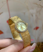 BABILA Ladies Small Gold Crystal-Set Dial Watch Japan Vintage Light Luxury