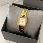 Women's Square Gold-Tone Vintage Steel-Band Quartz Watch