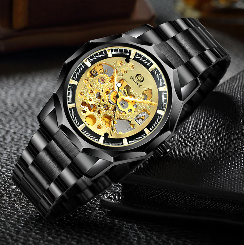 GESMART Men's High End Automatic Mechanical Watch Polygon Shape Dial Fashion Wristwatch