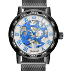 GESMART Men's Hand Winding Mechanical Skeleton Watch Crystal Studded Classic Casual Fashion