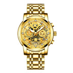 GESMART Men's Gold Tone Large Dial Watch High Grade Water Resistant Luxury Style