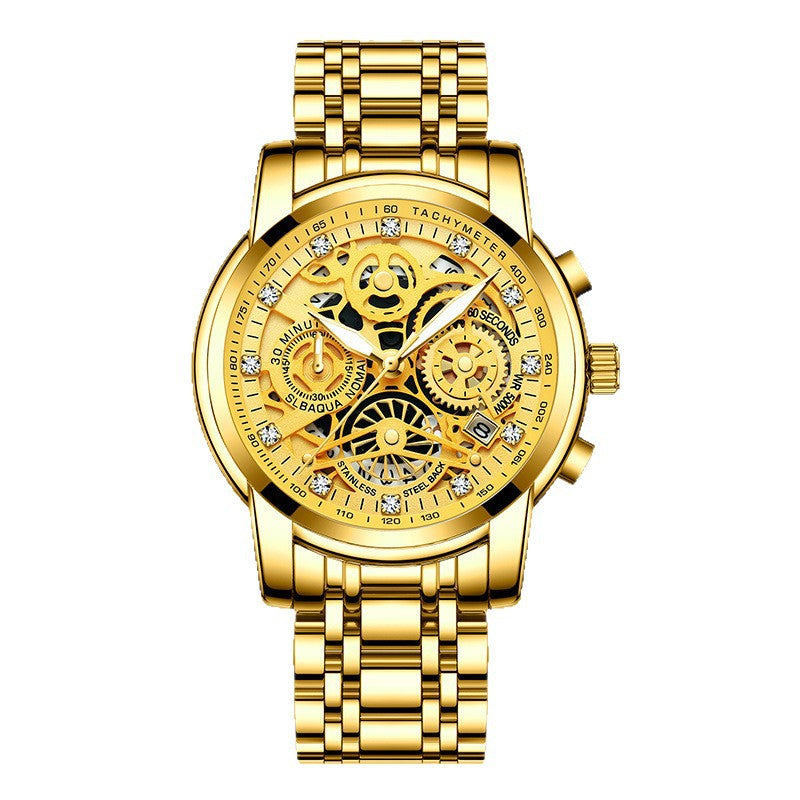 GESMART Men's Gold Tone Large Dial Watch High Grade Water Resistant Luxury Style