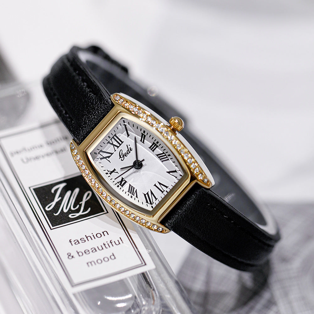 GESMART Women's Vintage Tonneau Shape Quartz Watch Fairy Style Minimalist Casual Fashion Ladies Wristwatch