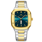 GESMART Men's Rectangular Dial Watch Day Date Calendar Steel Band Business Creative Water Resistant