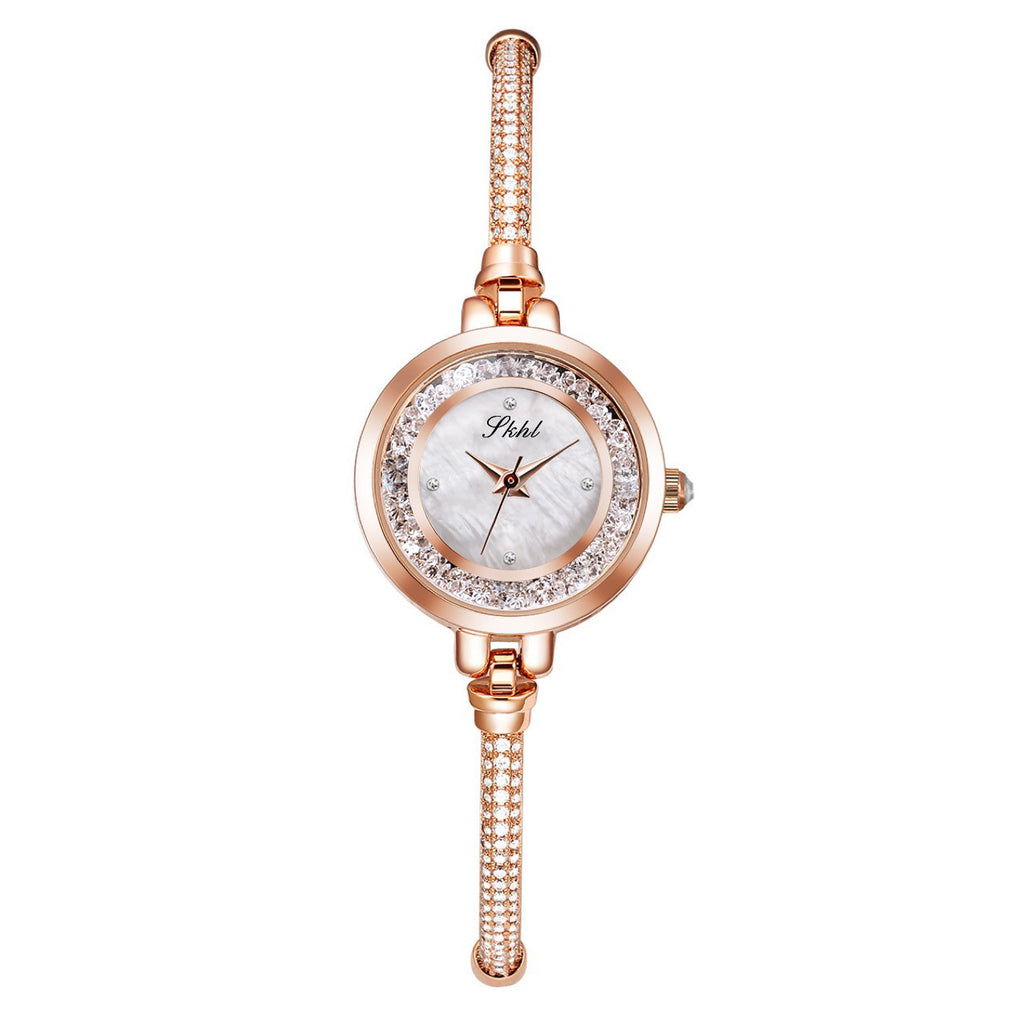 GESMART Women's Shell Dial Sand Flow Bracelet Quartz Watch Rhinestone Luxury Style Niche