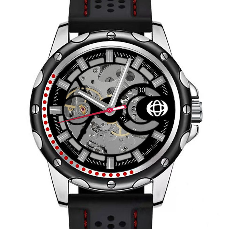 GESMART Men's Skeleton Automatic Mechanical Watch Silicone Band Sports Fashion
