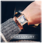 GESMART Men's Square Quartz Watch Roman Numeral Dial Leather Band Fashion Elegant Wristwatch
