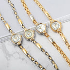 HAIDA Ladies Manual Wind Mechanical Watch Two-Tone Small Fashion NOS