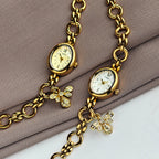 Women's Gold Bee-Pendant Bracelet Quartz Watch