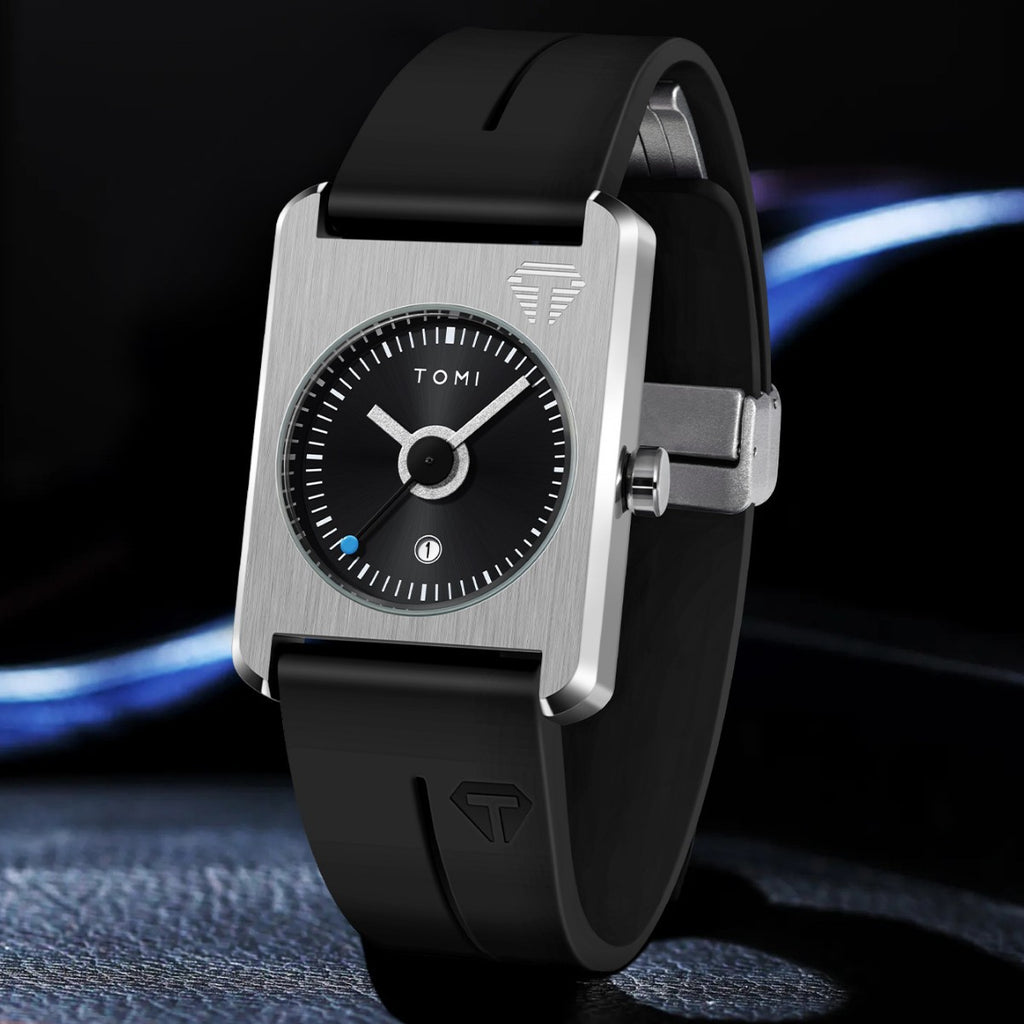 Unisex Square Calendar Student Rubber-Strap Watch