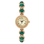 Women's Vintage Turquoise Gold-Bead Bracelet Quartz Watch