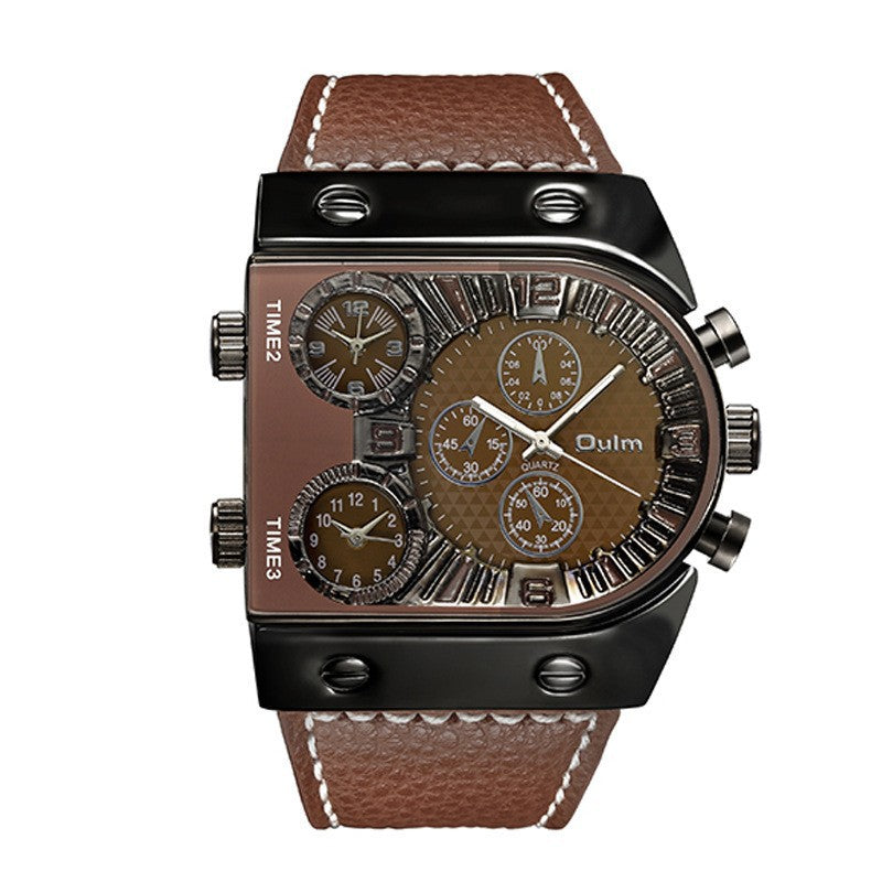 Men's Multi-Timezone Large-Dial Luminous Steel Watch