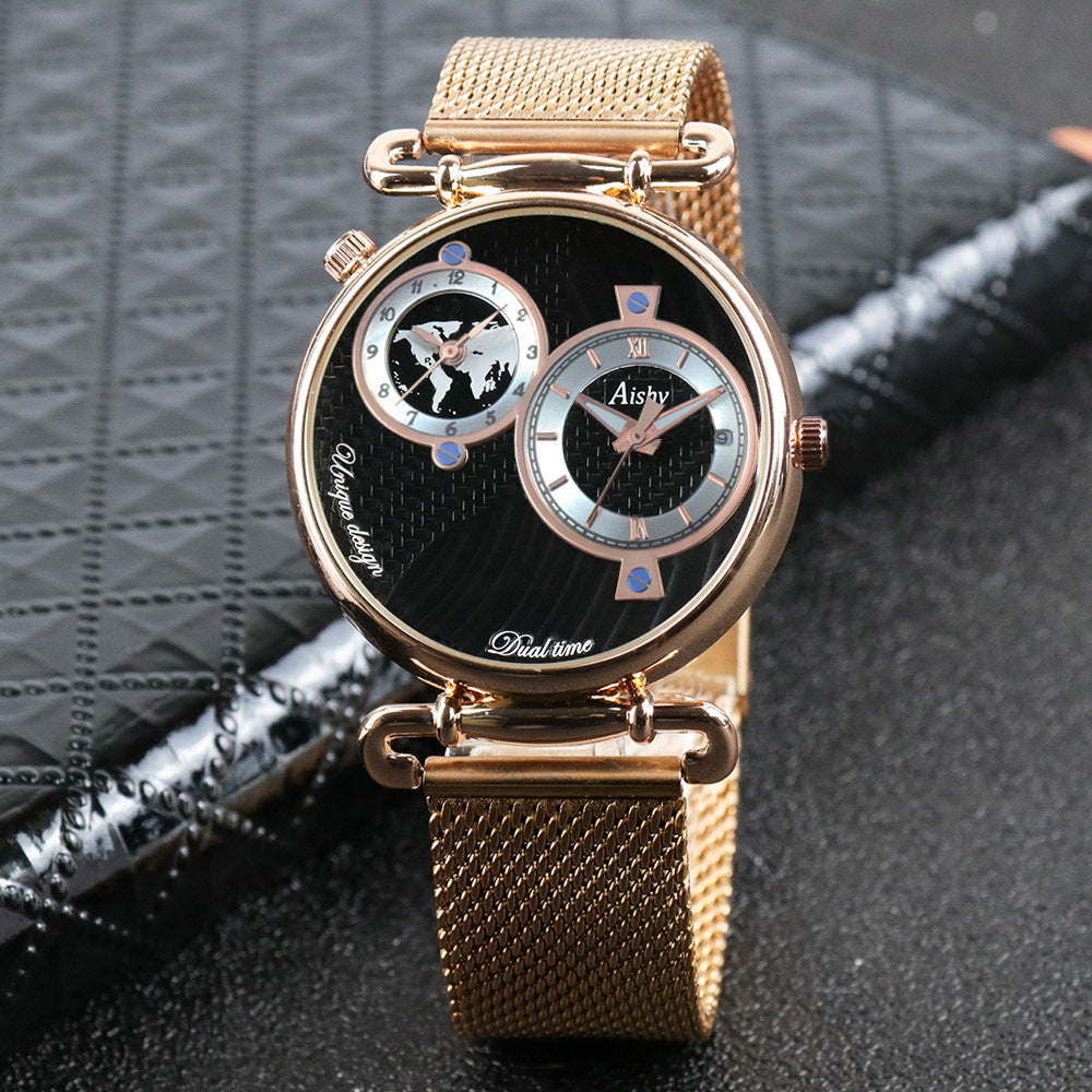 GESMART Men's Business Dual Time Zone Watch High Grade Water Resistant Wristwatch