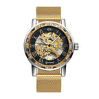 GESMART Men's Hand Winding Mechanical Skeleton Watch Crystal Studded Classic Casual Fashion
