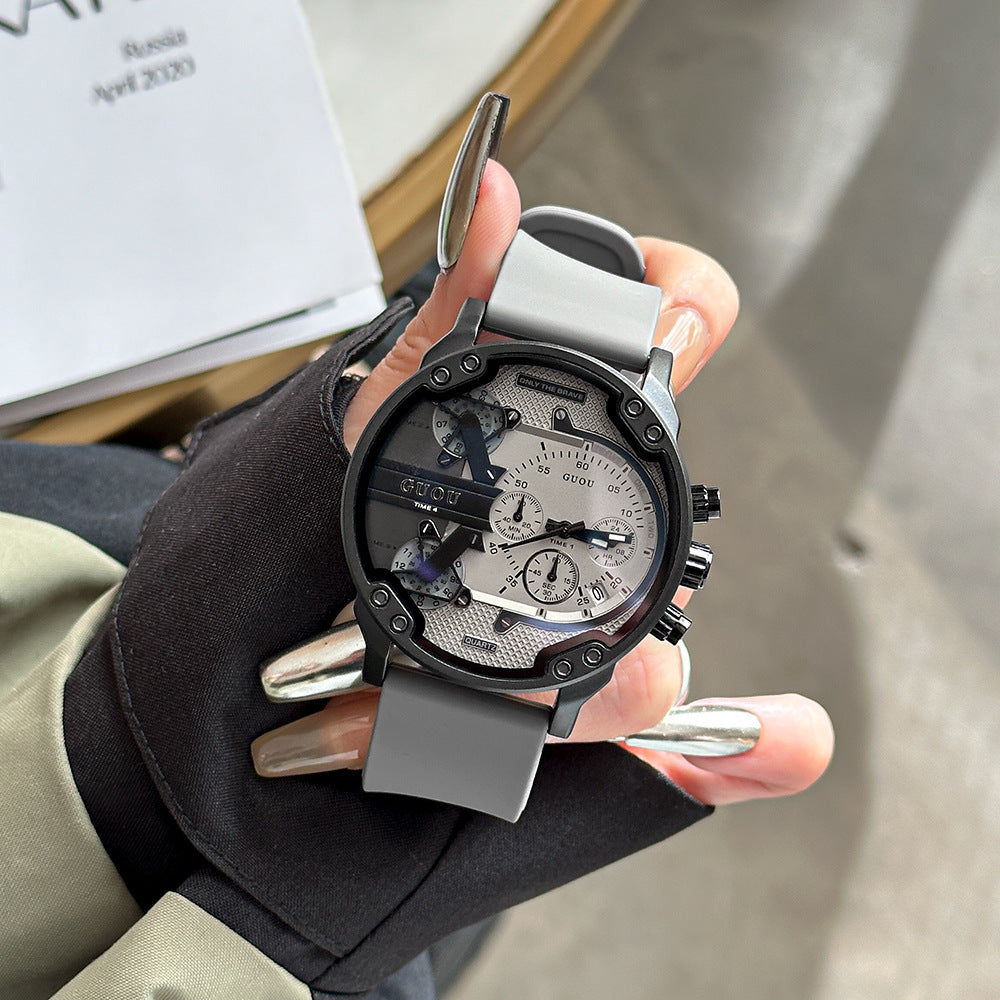 GESMART Unisex Quartz Watch Multifunction Five Hands Silicone Band Outdoor Casual Style
