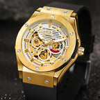 GESMART Men's 2023 New Skeleton Automatic Mechanical Watch Silicone Band Business Trendy