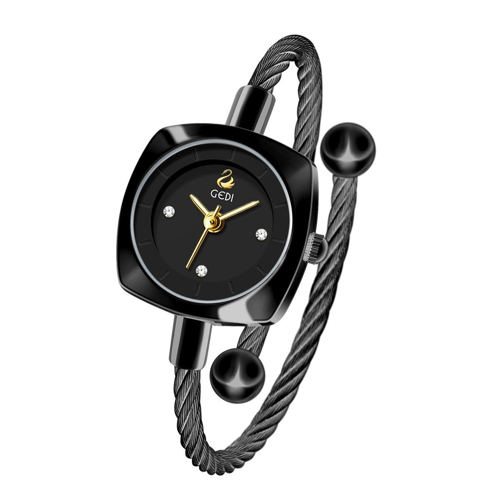 Women's Minimalist Swan Woven-Metal Bangle Quartz Watch