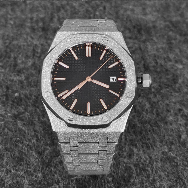 No Logo Men's Octagonal Starry Sand Automatic Watch Steel Butterfly Clasp NH35