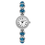 Women's Vintage Turquoise Gold-Bead Bracelet Quartz Watch