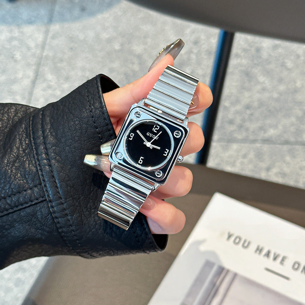 GESMART Autumn New Women's Square Large Dial Steel Band Watch Minimalist Fashion Premium Ladies Wristwatch