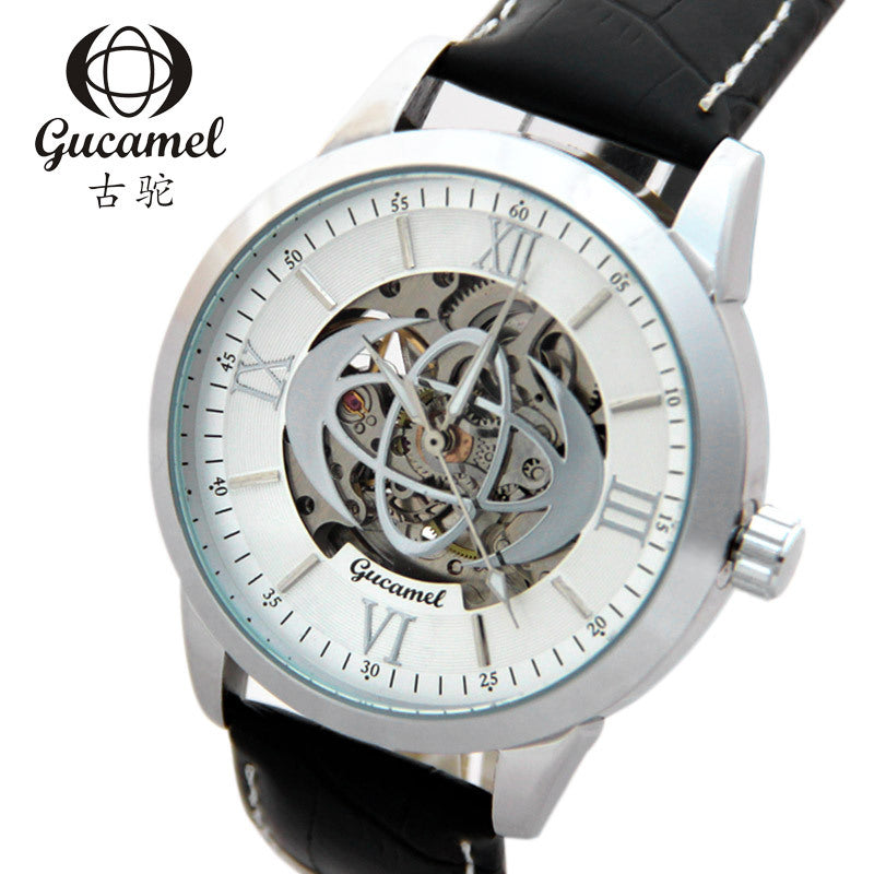 GESMART Men's Automatic Mechanical Watch Roman Numerals Skeleton Exhibition Case Back