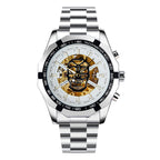 GESMART Men's Gold Tone Skeleton Automatic Mechanical Watch Skull Design Business Trendy