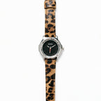 Women's Vintage Leopard-Print Plush Leather-Strap Watch