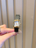 Women's Irregular Wavy Small Square Litchi-Leather French Vintage Watch