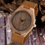 Men's Classic Bamboo-Wood Minimalist Quartz Watch