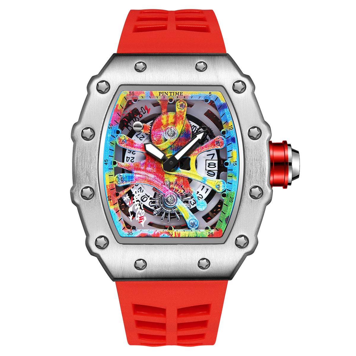 GESMART Men's Skeleton Graffiti Style Quartz Watch Fashion Trendy Premium Water Resistant
