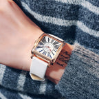 GESMART Men's Square Quartz Watch Roman Numeral Dial Leather Band Fashion Elegant Wristwatch
