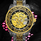 GESMART Men's New Skeleton Engraved Automatic Mechanical Watch European American Vintage Style