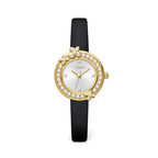 GESMART Women's French Floral Rhinestone Quartz Watch Leather Band Diamond Studded Commuter Ladies Wristwatch